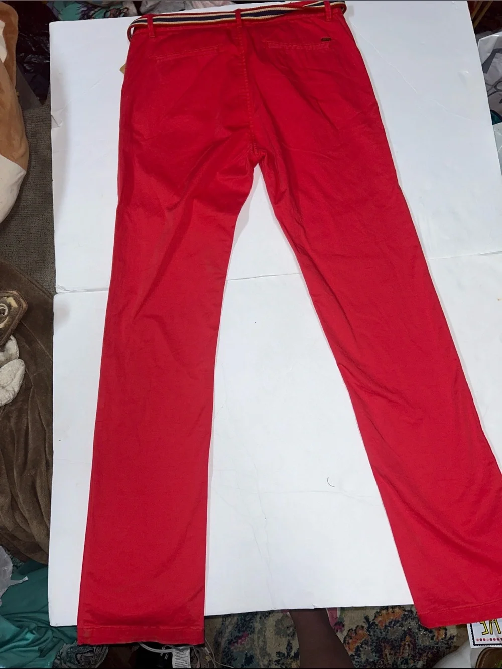 NWT Scotch Shrunk Bright Red Kids Jeans with Striped Belt Size 14